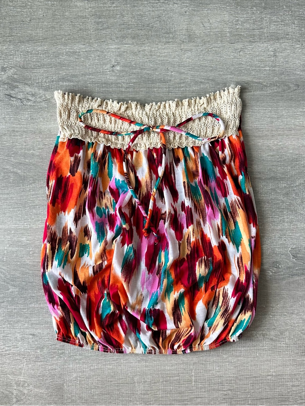Vintage Urban Behaviour Colorful Boho Smocked Tube Top Made in USA